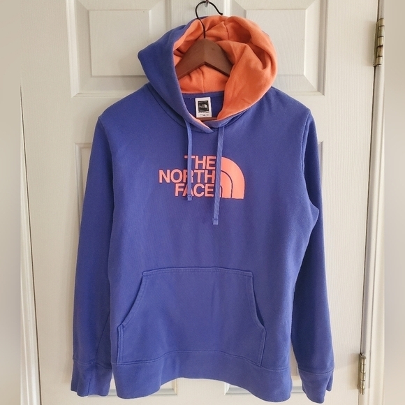 The North Face Tops - THE NORTH FACE LOGO PULLOVER HOODIE PURPLE CORAL WOMANS SZ LG